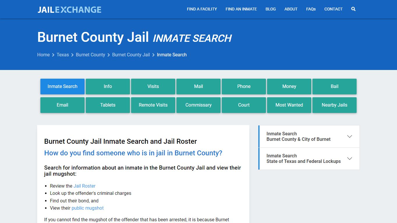 Inmate Search: Roster & Mugshots - Burnet County Jail, TX